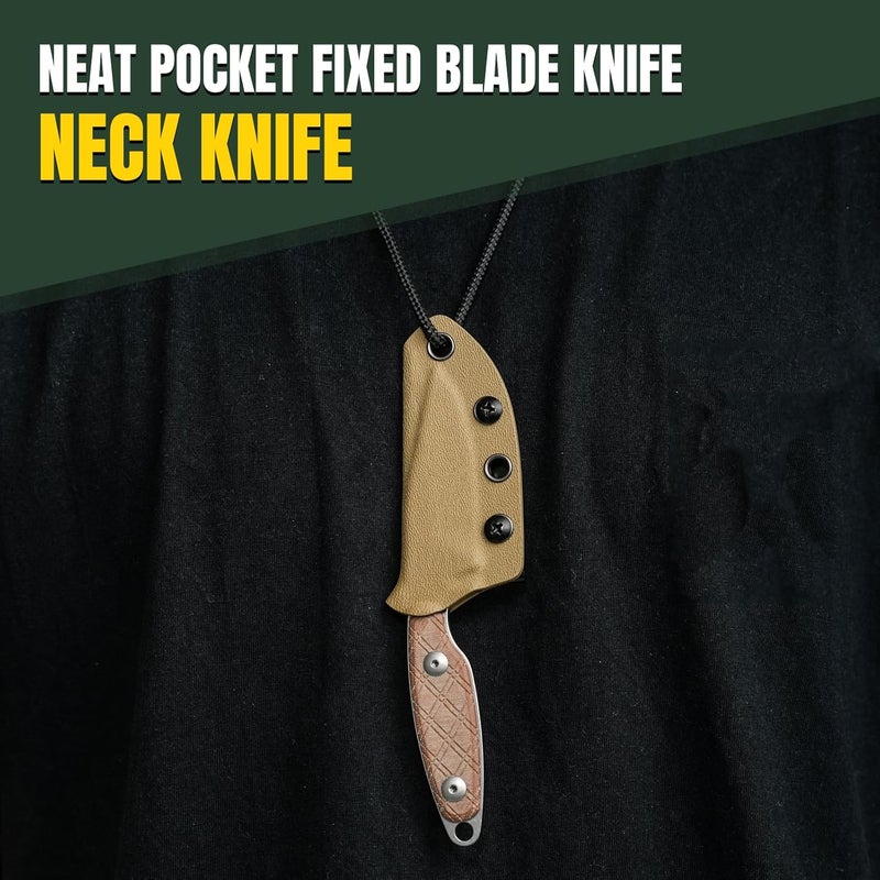 KIZER Muskrat Fixed Blade Knife, 3.15 In 154CM Neck Knife Argyle Pattern Micarta Handle Fixed Blade EDC Knives for Men Women, Outdoor Hunting Hiking Survival Camping Knives 1064C1 - Image 4